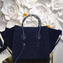 NYC Knock Off Celine Phantom Luggage Bag In Navy Suede Leather